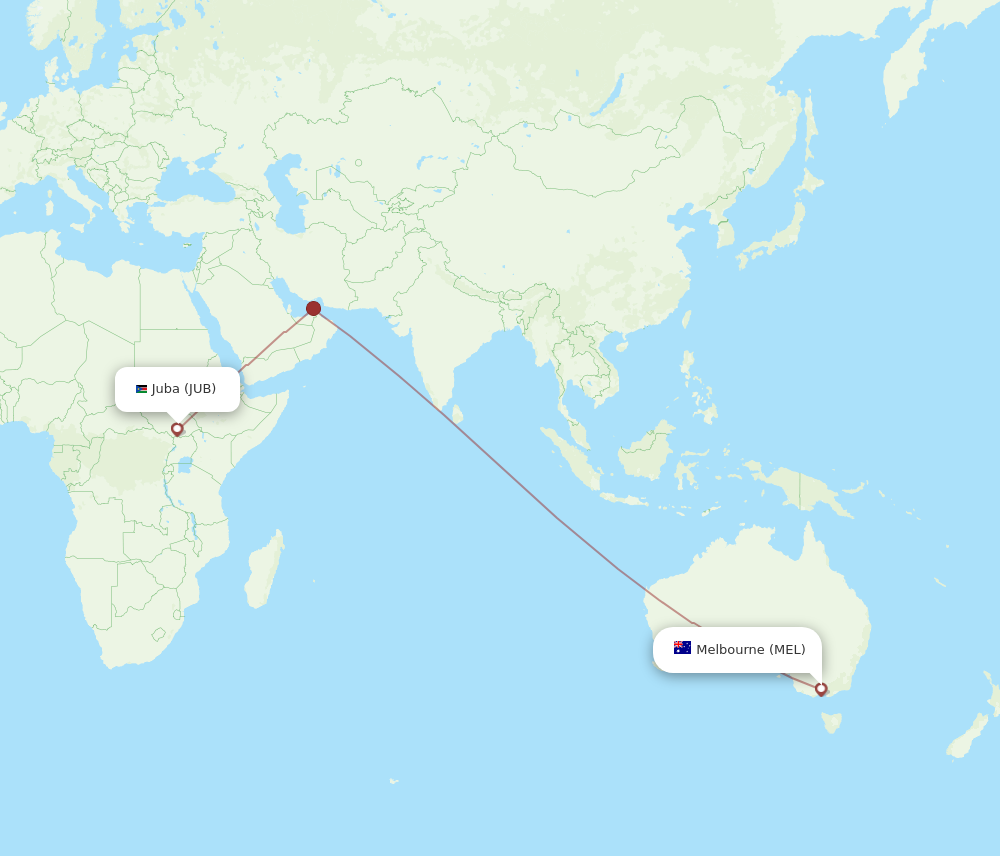 All Flight Routes From Melbourne To Juba Mel To Jub Flight Routes 6893