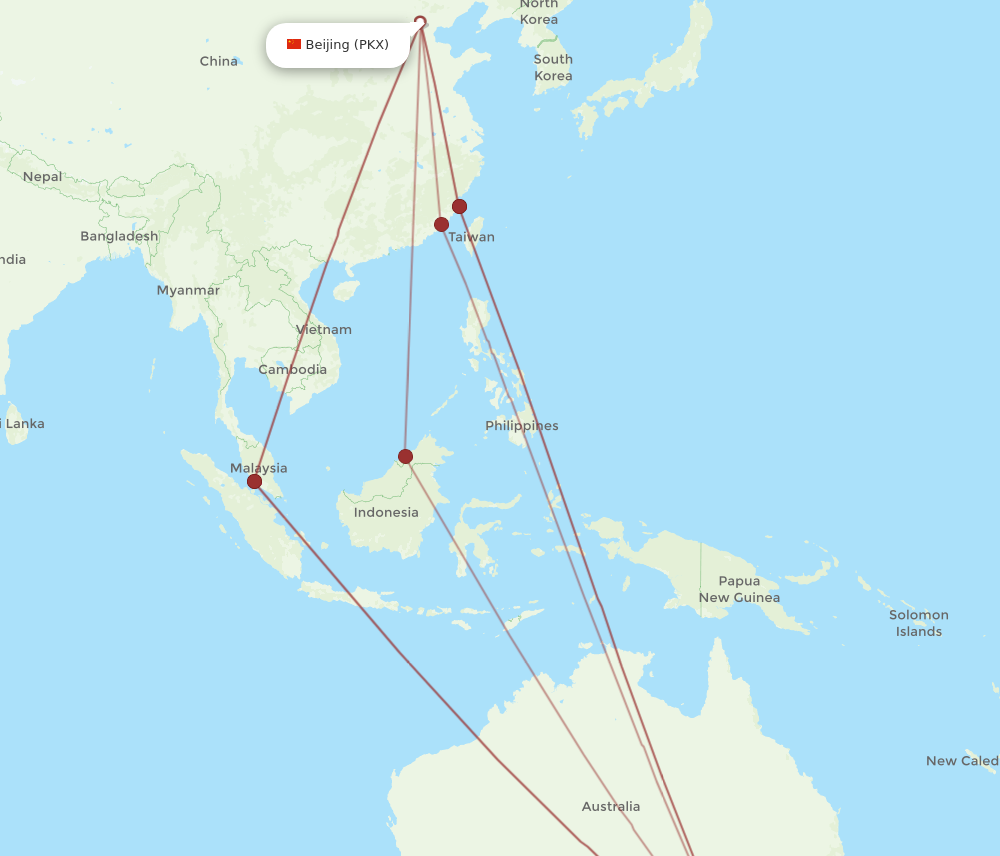 MEL to PKX flights and routes map