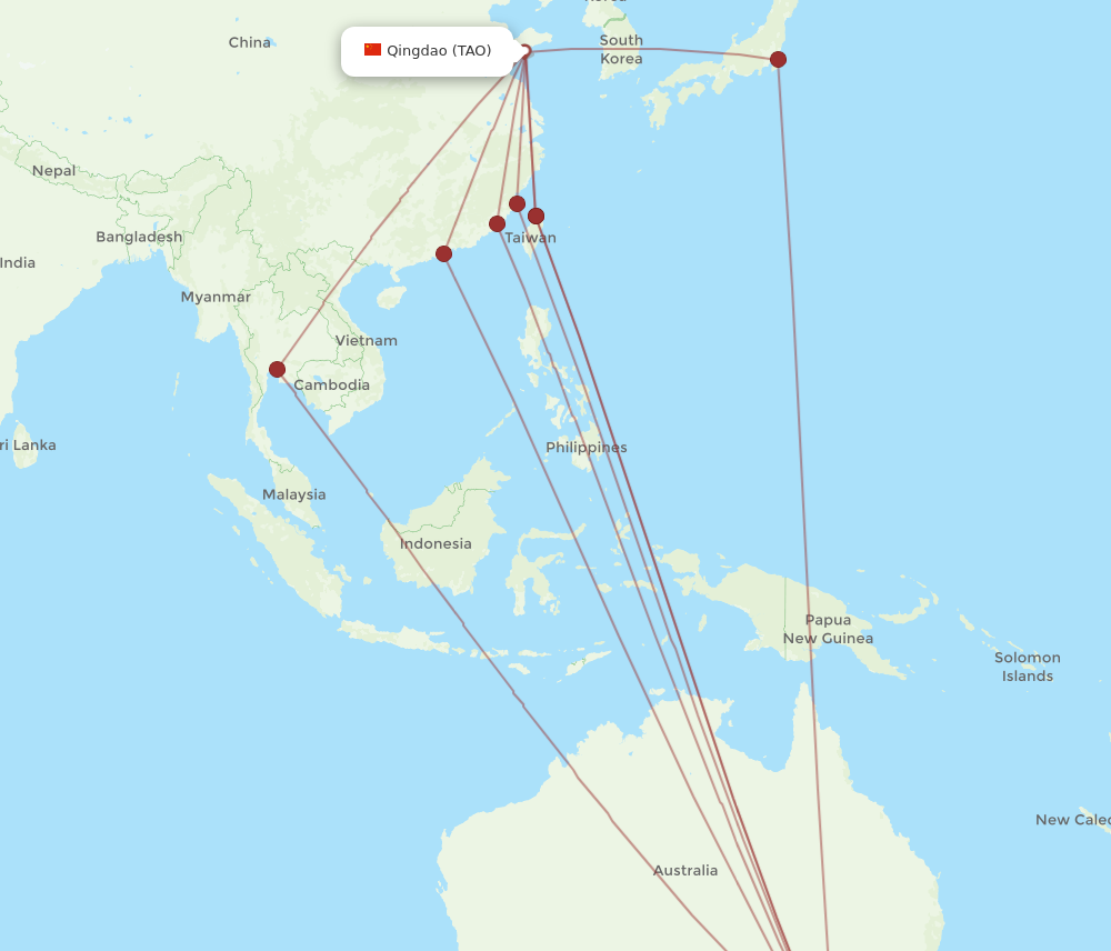 MEL to TAO flights and routes map