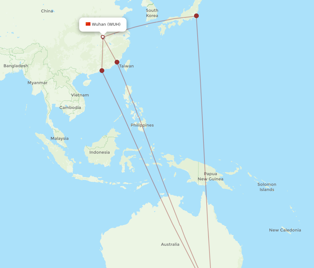 MEL to WUH flights and routes map