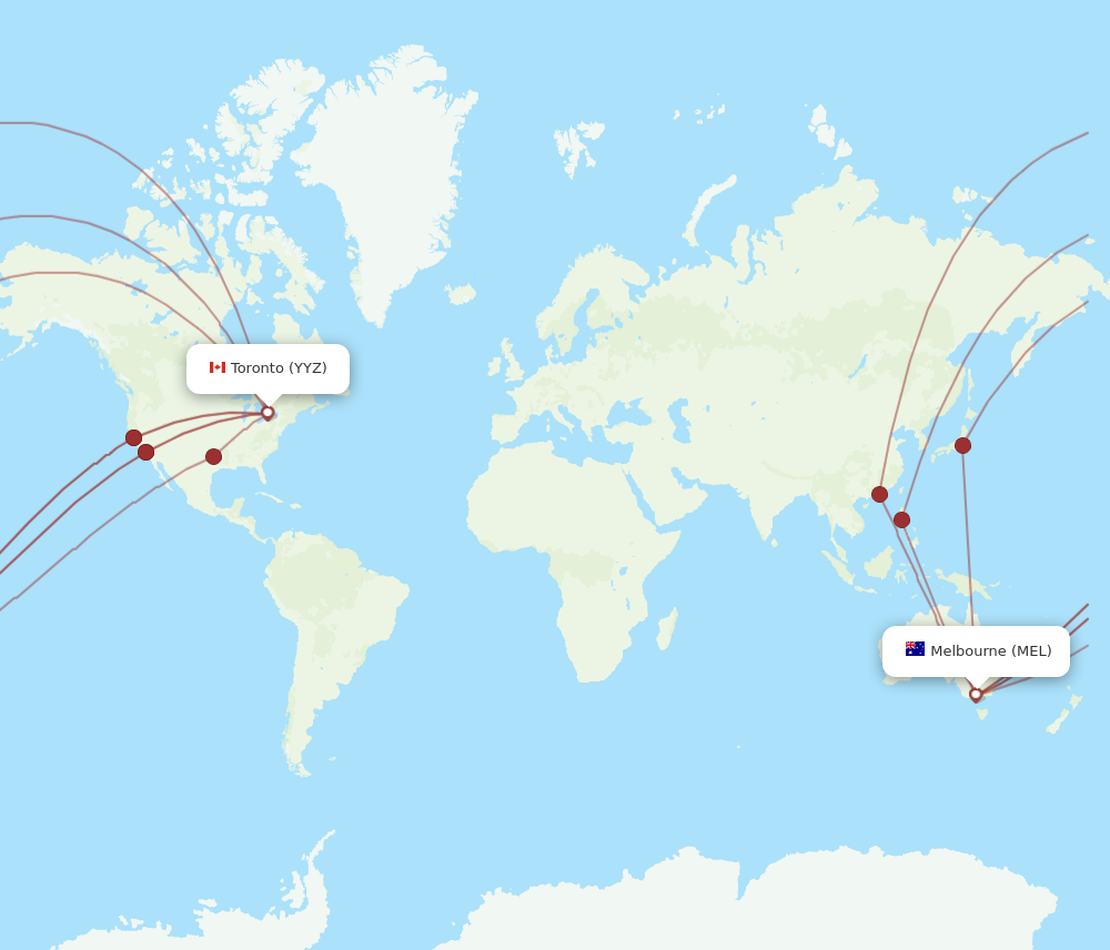 Flights from Melbourne to Toronto MEL to YYZ Flight Routes