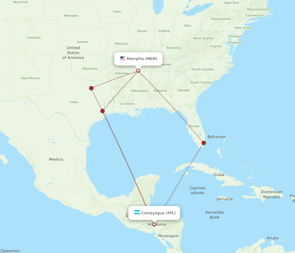 Flights from Memphis to Comayagua MEM to XPL Flight Routes