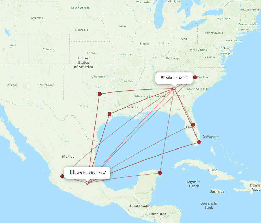 Flights from Mexico City to Atlanta MEX to ATL Flight Routes