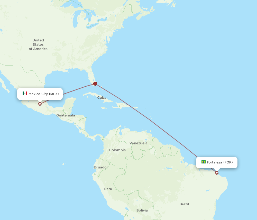 Flights from Mexico City to Fortaleza MEX to FOR Flight Routes