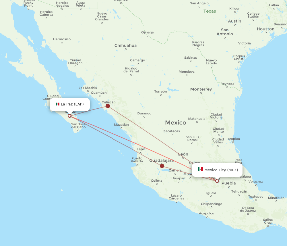 Flights from Mexico City to La Paz MEX to LAP Flight Routes