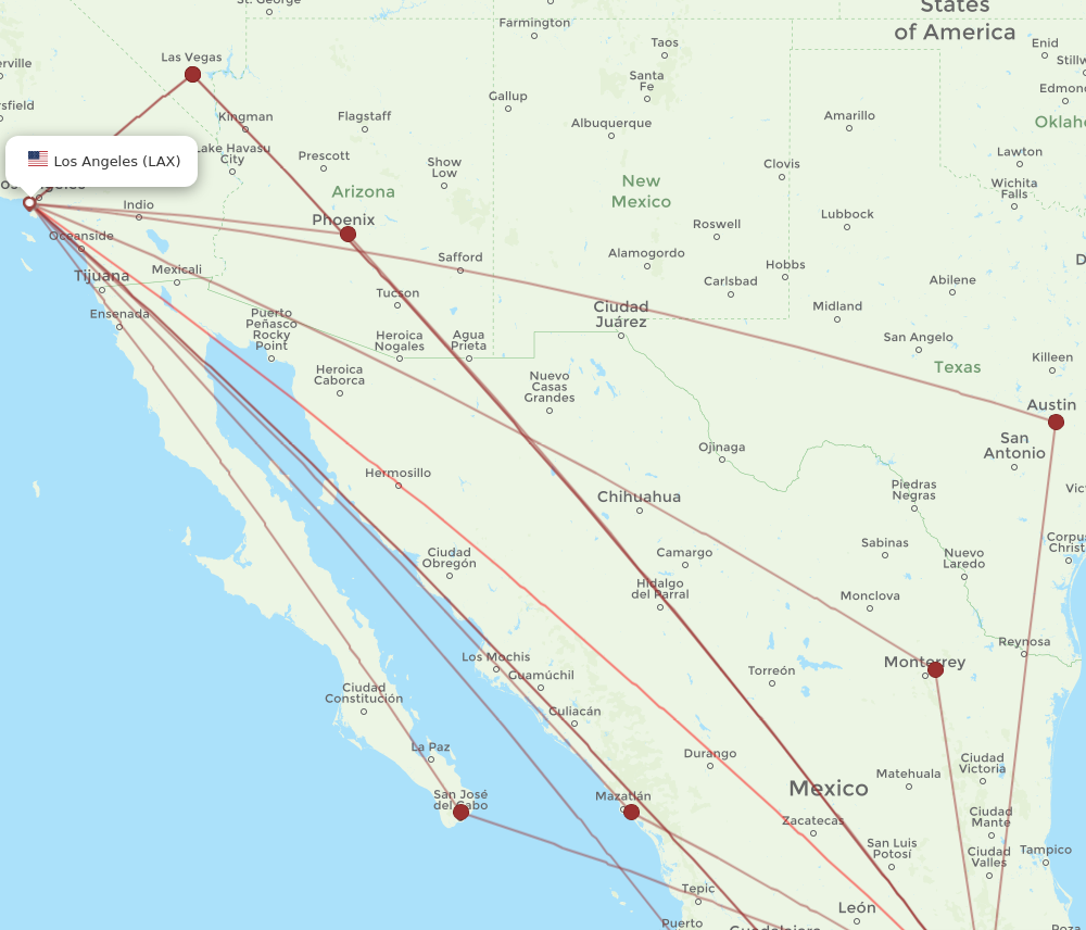 Flights from Mexico City to Los Angeles MEX to LAX Flight Routes