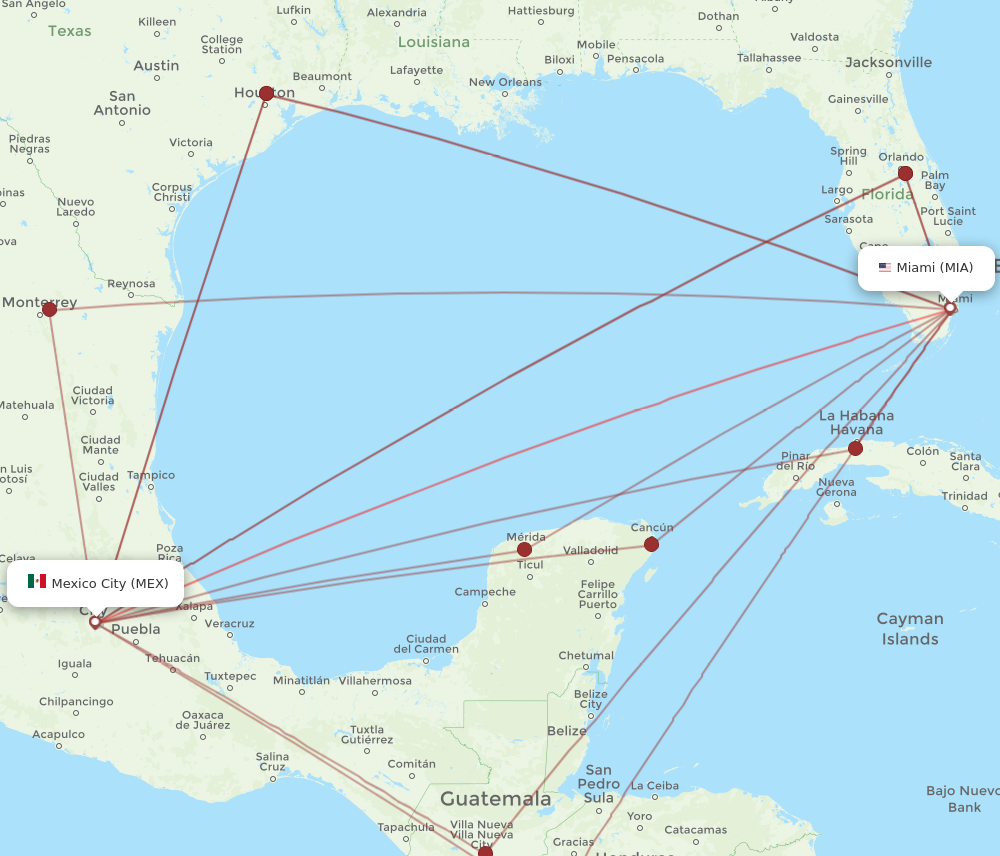 Flights from Mexico City to Miami MEX to MIA Flight Routes