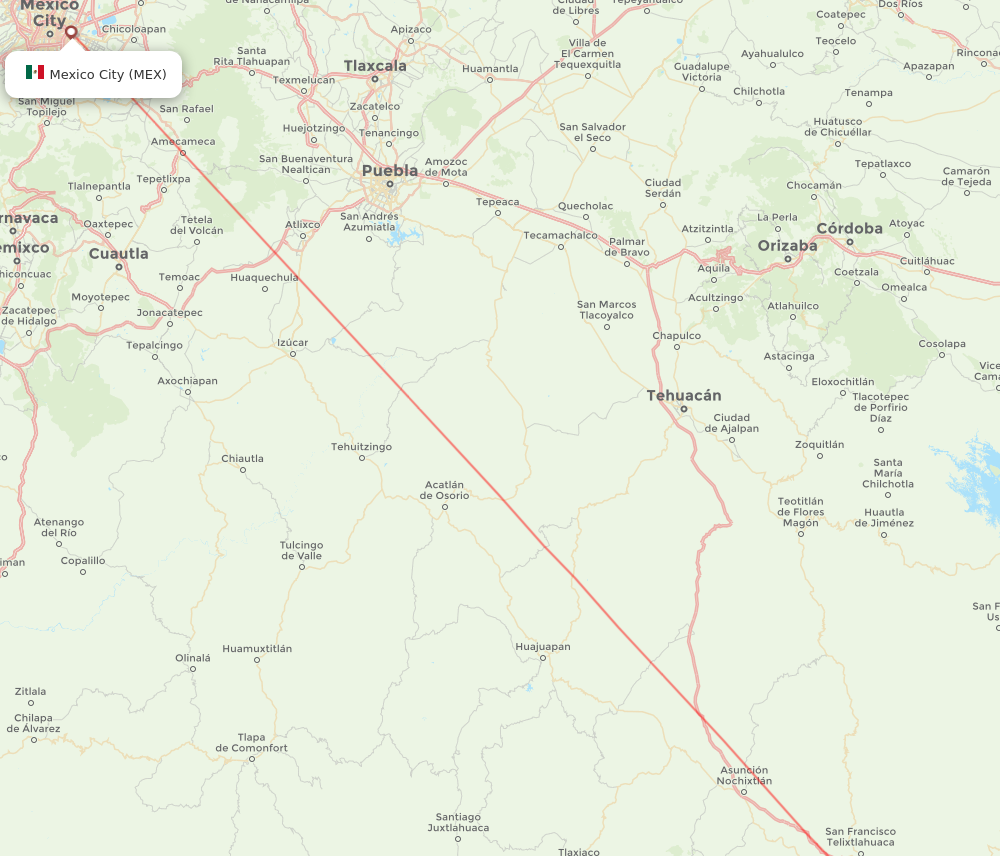 Flights from Mexico City to Oaxaca MEX to OAX Flight Routes