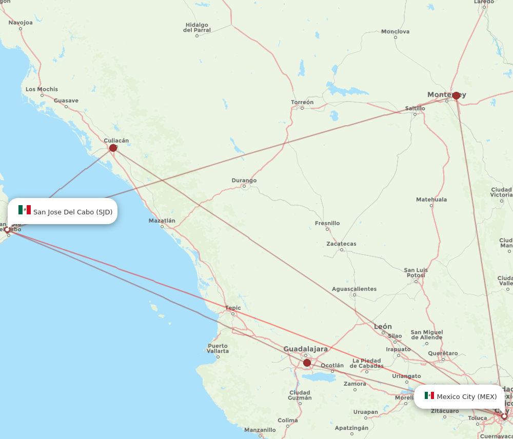 Flights from Mexico City to San Jose Cabo MEX to SJD Flight Routes