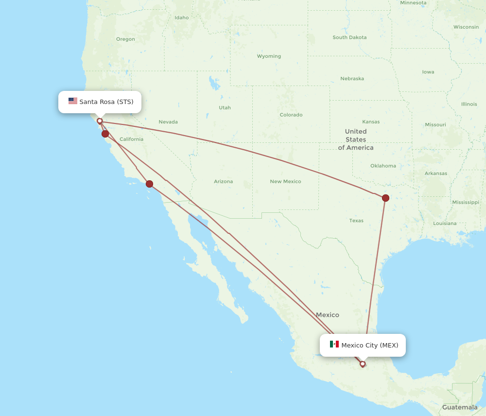 Flights From Mexico City To Santa Rosa, Mex To Sts - Flight Routes