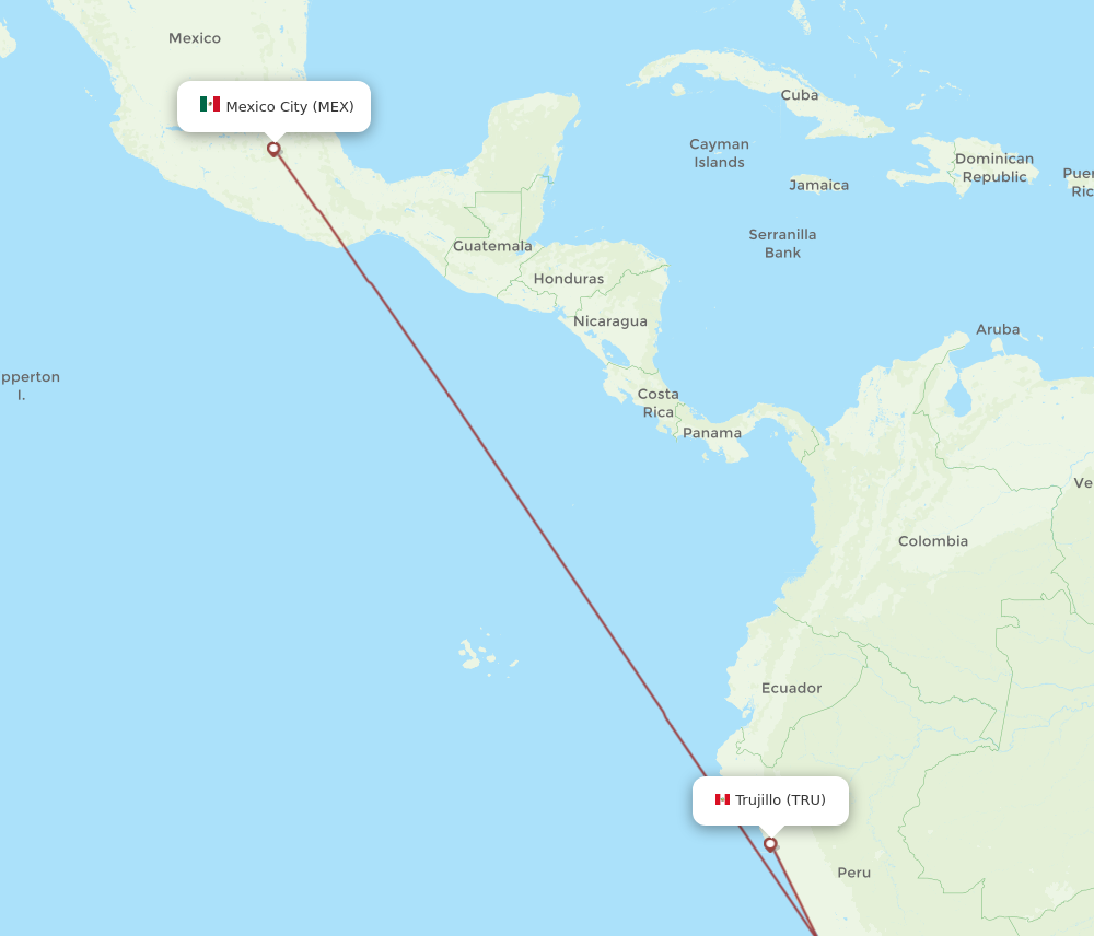 Flights from Mexico City to Trujillo MEX to TRU Flight Routes