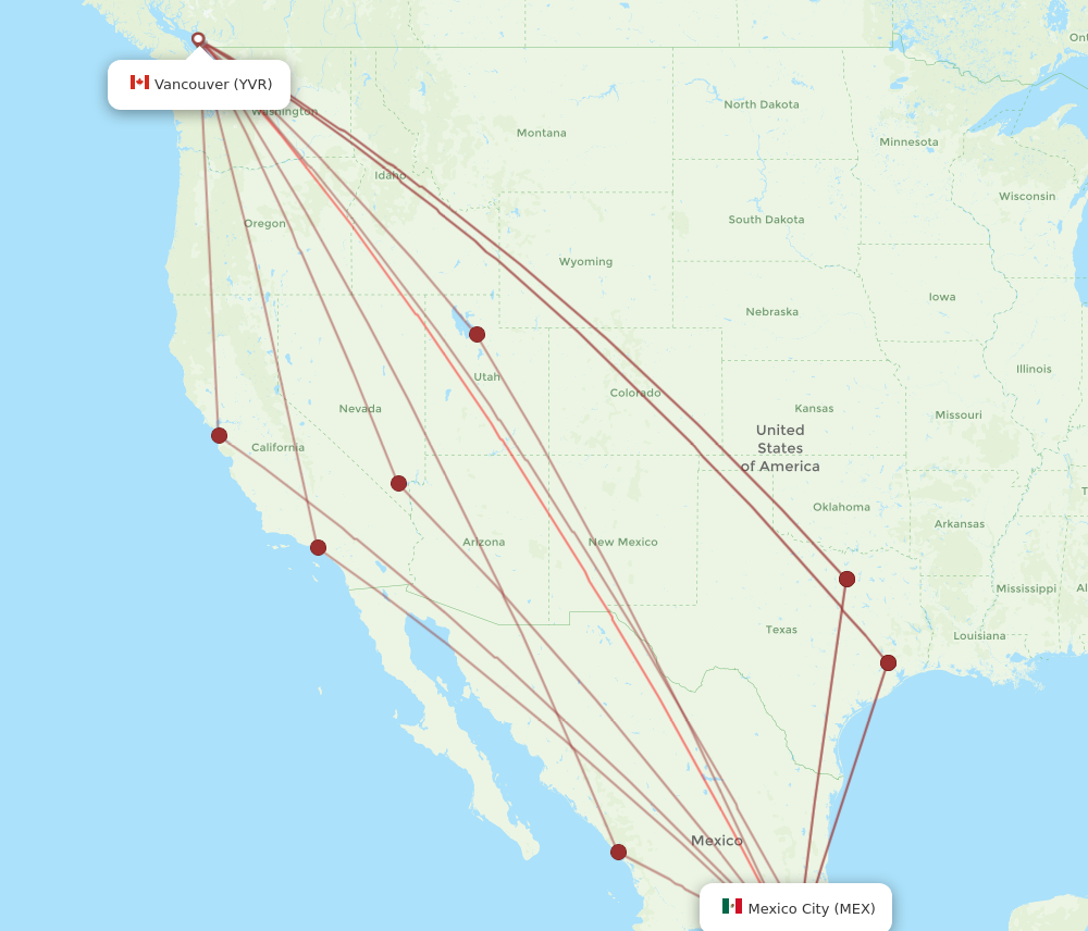 All Flight Routes From Mexico City To Vancouver Mex To Yvr Flight Routes 5916