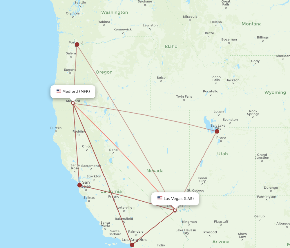 Flights from Medford to Las Vegas MFR to LAS Flight Routes