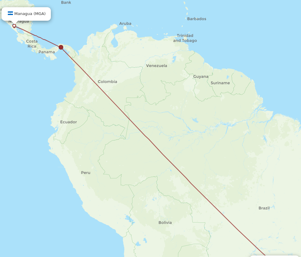 Flights from Managua to Sao Paulo, MGA to GRU - Flight Routes