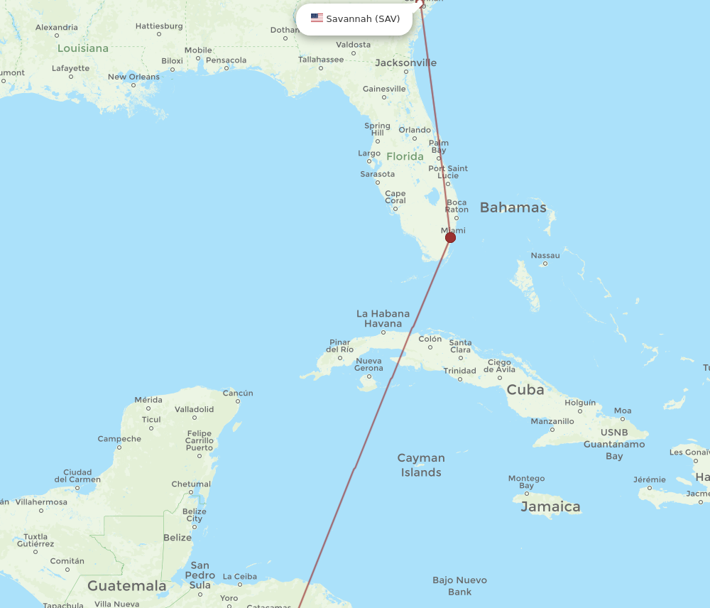 Flights from Managua to Savannah, MGA to SAV - Flight Routes