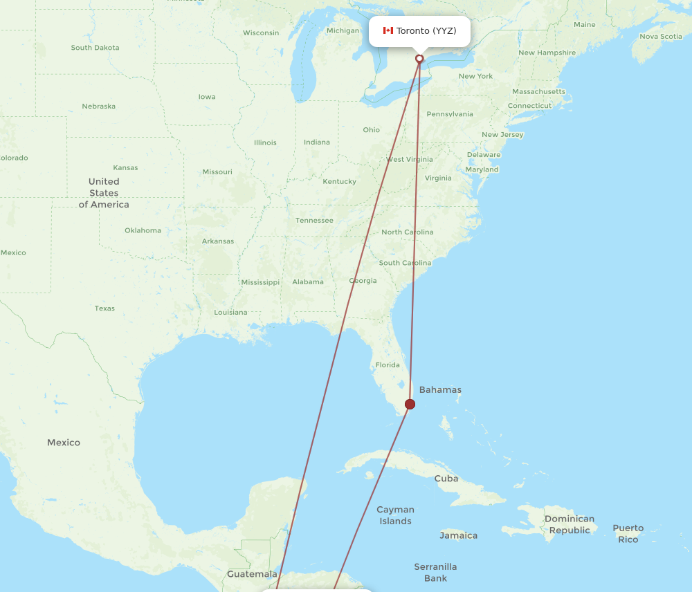 Flights from Toronto to Managua YYZ to MGA Flight Routes