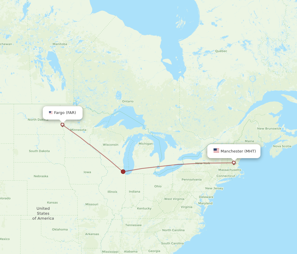 Flights from Manchester to Fargo MHT to FAR Flight Routes