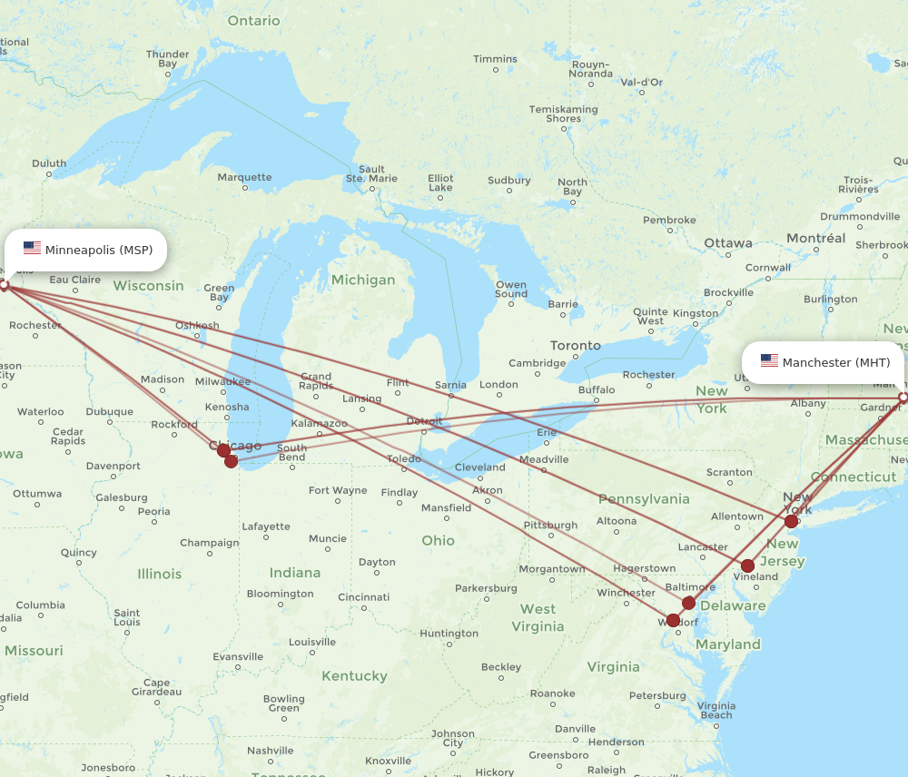 All Flight Routes From Manchester To Minneapolis Mht To Msp Flight Routes 8935