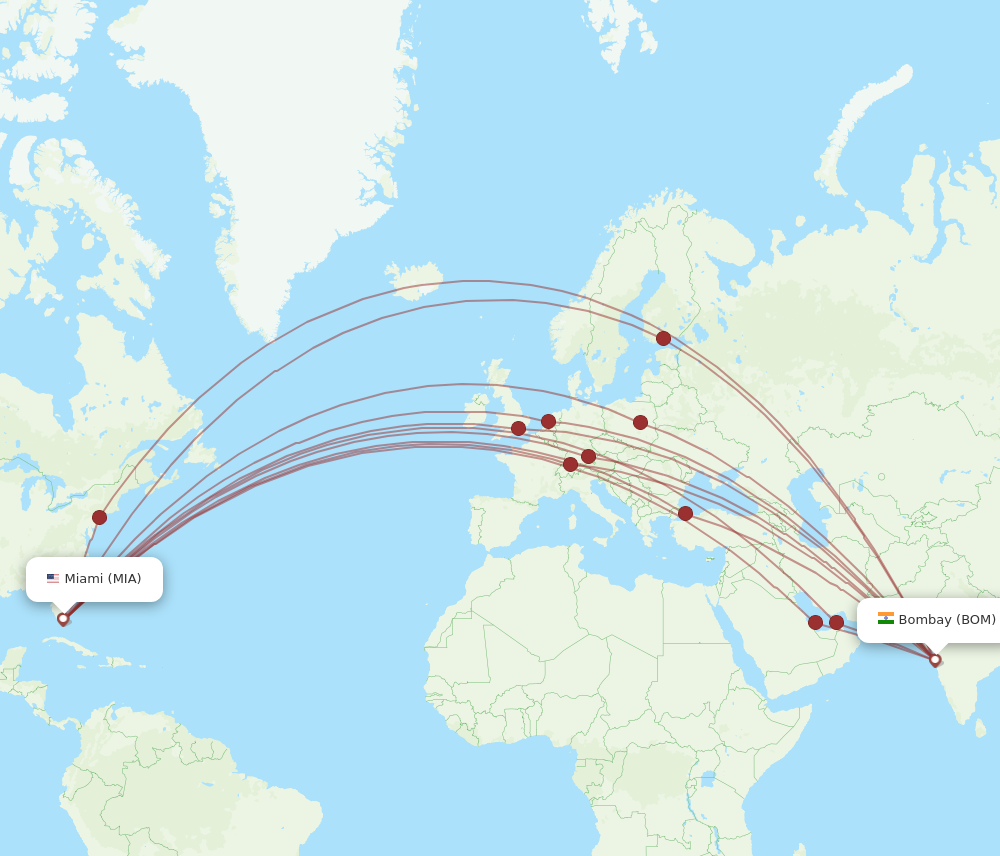 Flights from Miami to Mumbai MIA to BOM Flight Routes