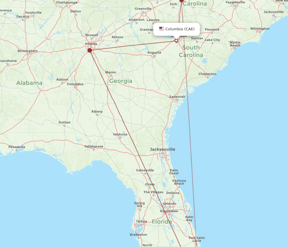 Flights from Miami to Columbia MIA to CAE Flight Routes