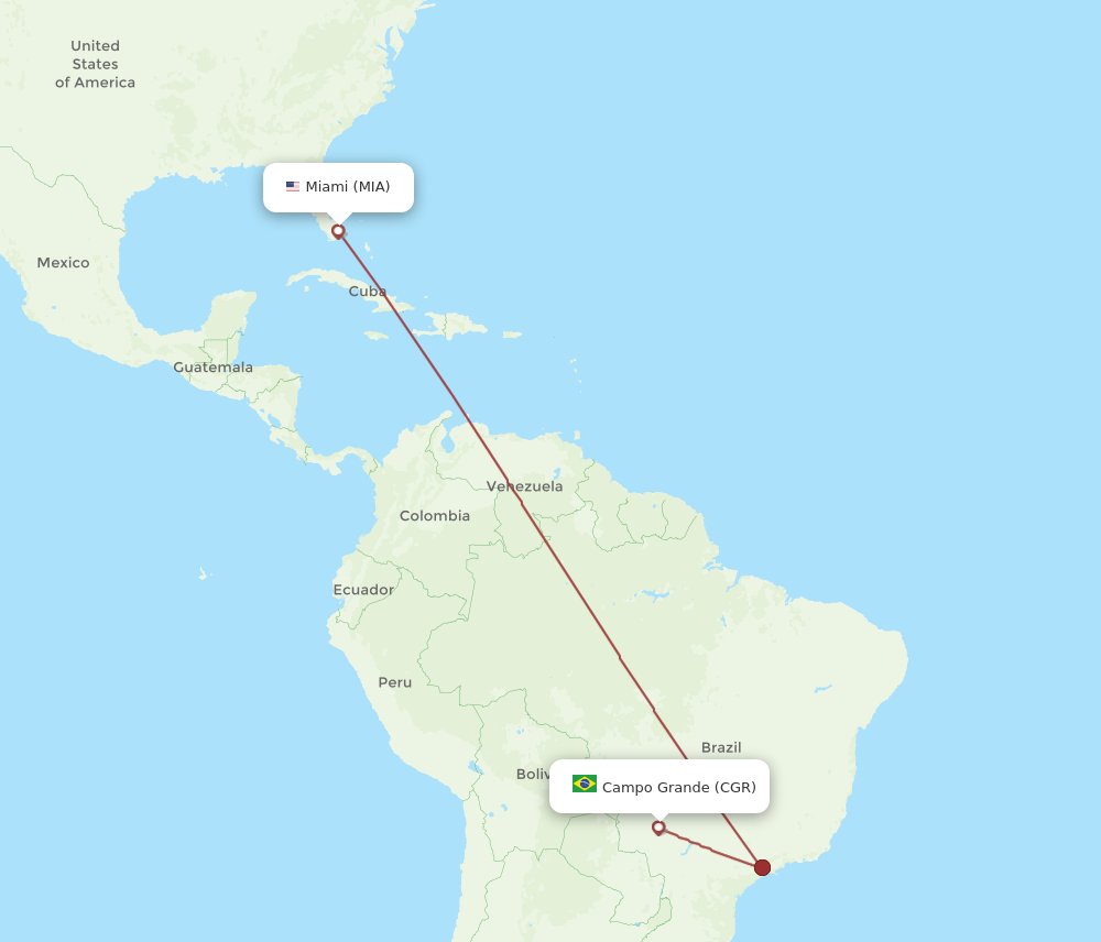 Flights from Miami to Campo Grande MIA to CGR Flight Routes