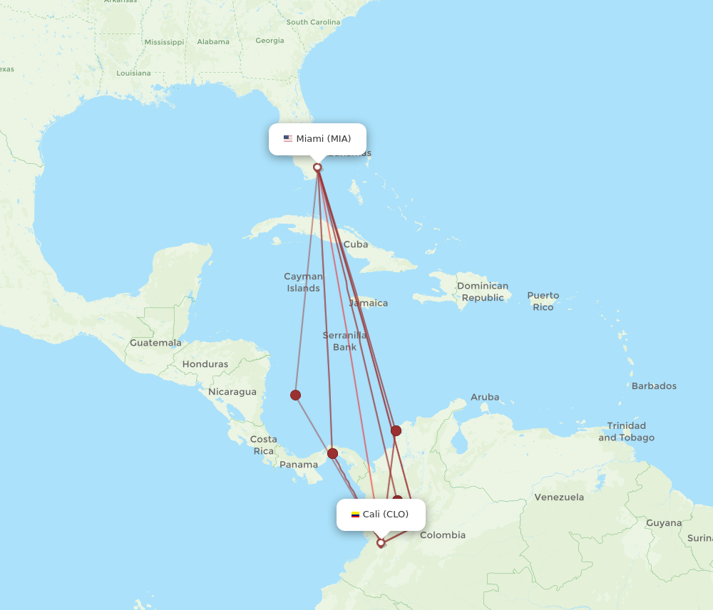 Flights from Miami to Cali MIA to CLO Flight Routes