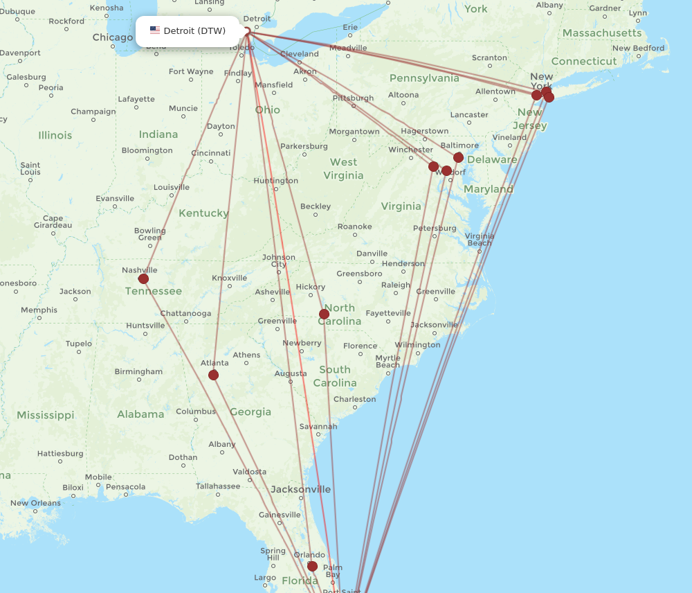 Flights from Miami to Detroit MIA to DTW Flight Routes