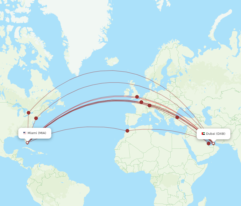 Flights from Miami to Dubai MIA to DXB Flight Routes