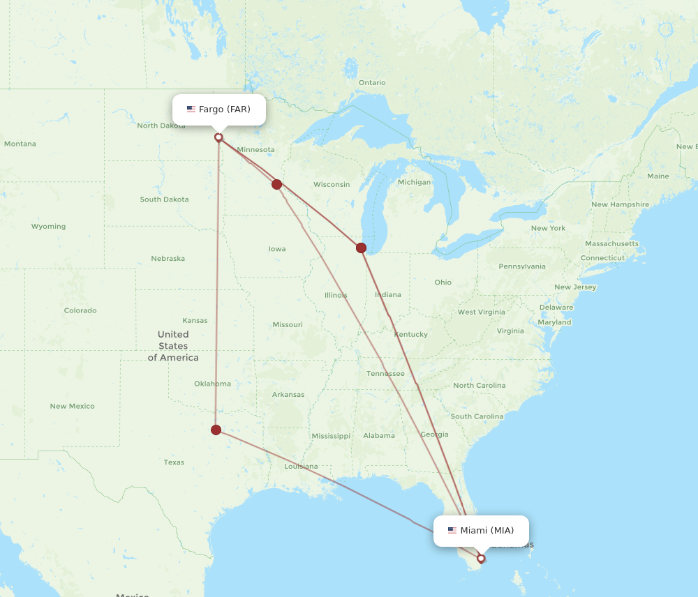 Flights from Miami to Fargo MIA to FAR Flight Routes