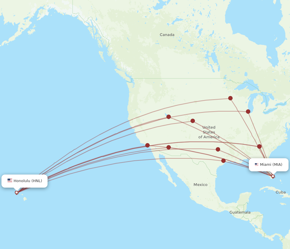 Flights from Miami to Honolulu MIA to HNL Flight Routes