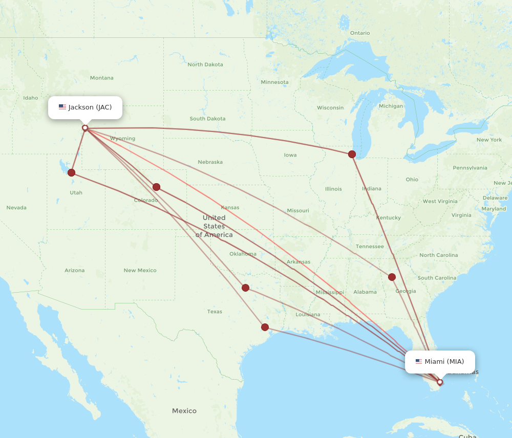 Flights from Miami to Jackson MIA to JAC Flight Routes