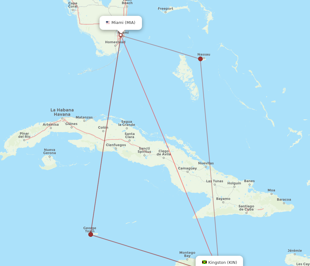 Flights from Miami to Kingston MIA to KIN Flight Routes