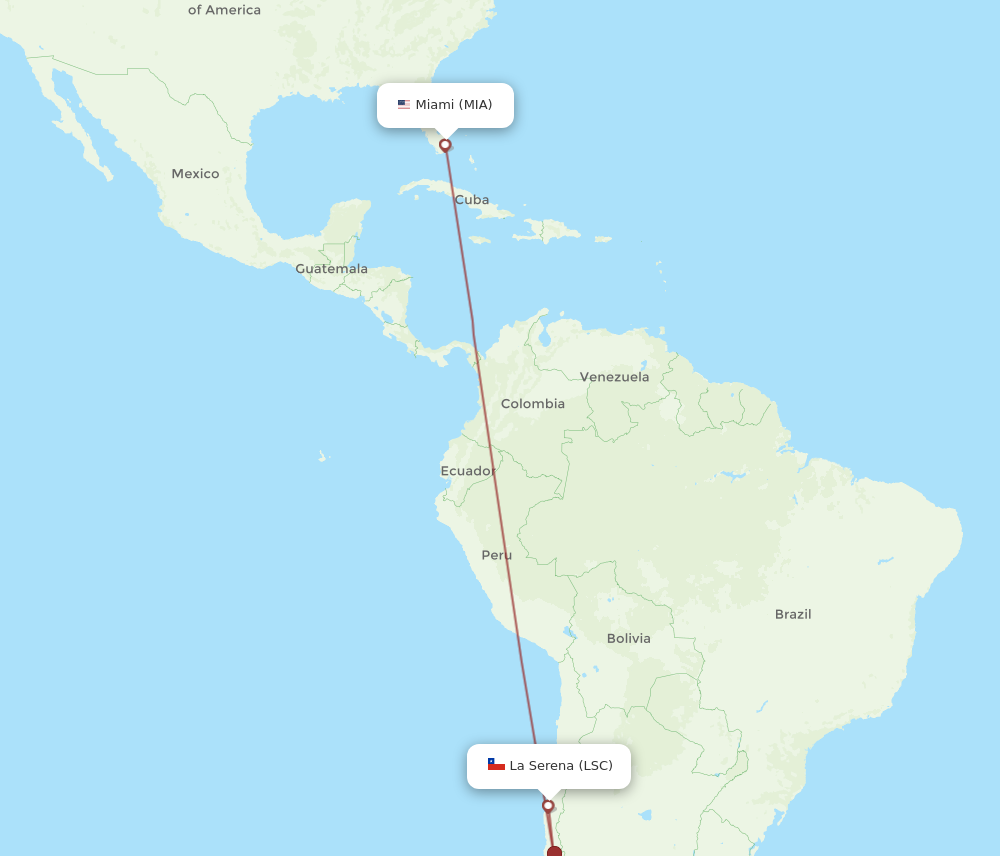 Flights from Miami to La Serena MIA to LSC Flight Routes