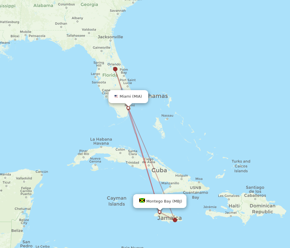 Flights from Miami to Montego Bay MIA to MBJ Flight Routes