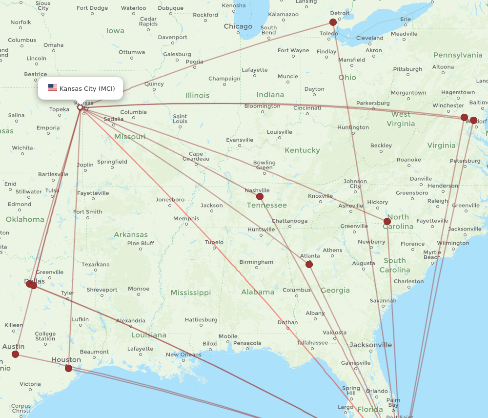 Flights from Miami to Kansas City MIA to MCI Flight Routes