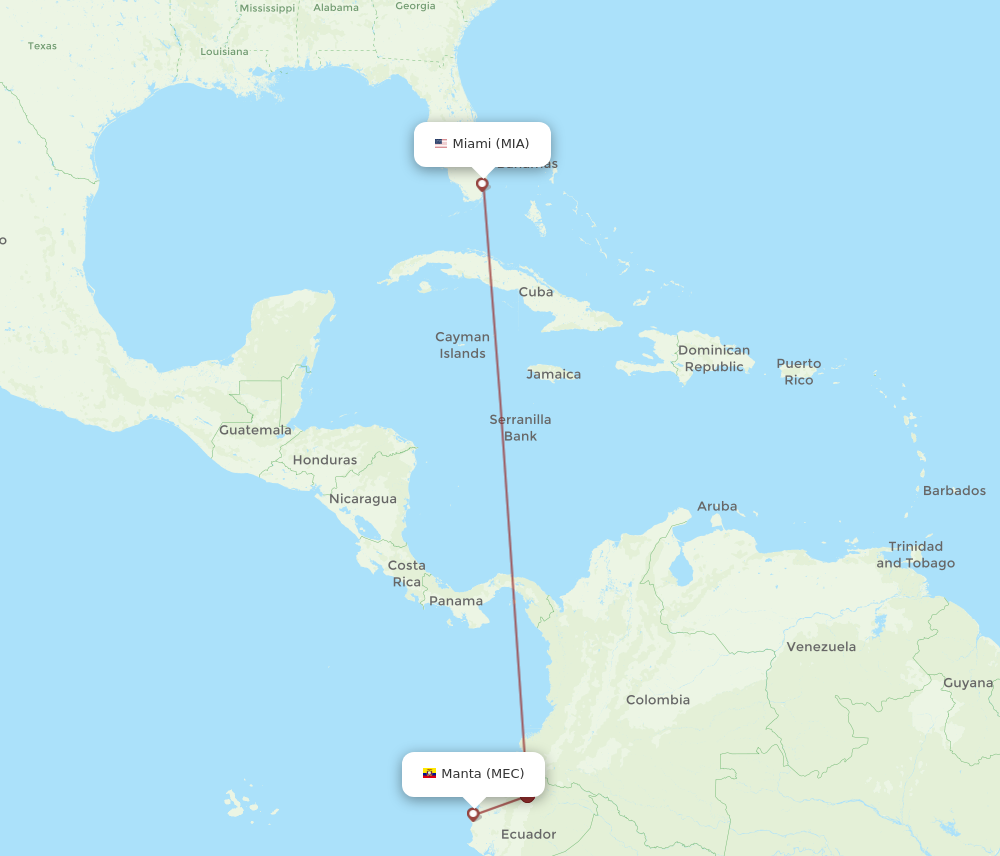 Flights from Miami to Manta MIA to MEC Flight Routes