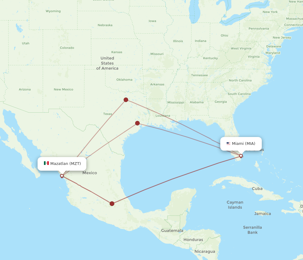 Flights from Miami to Mazatlan MIA to MZT Flight Routes