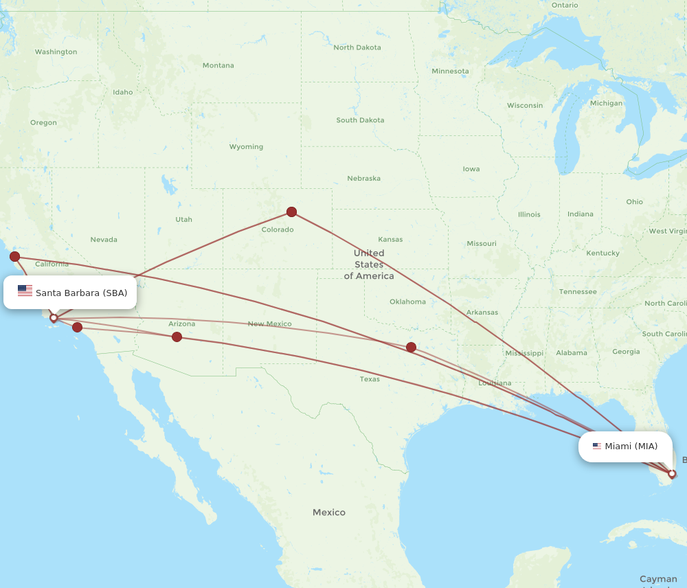 Flights from Miami to Santa Barbara MIA to SBA Flight Routes