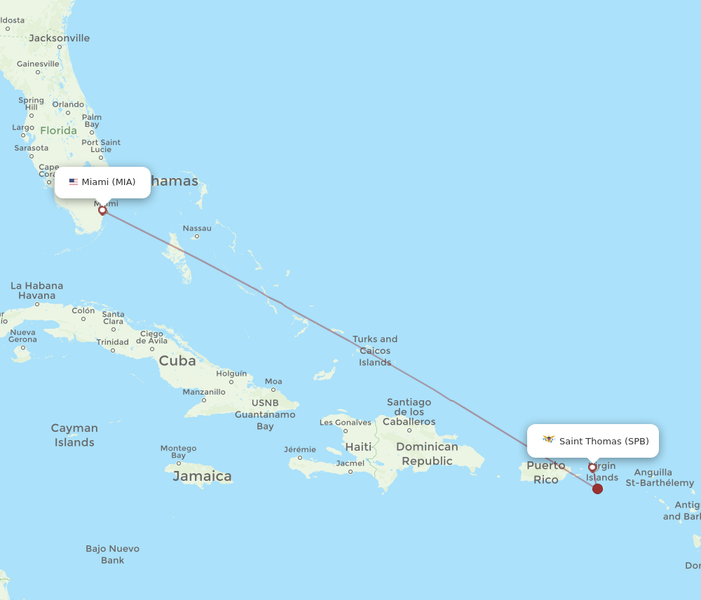 Flights from Miami to Saint Thomas MIA to SPB Flight Routes