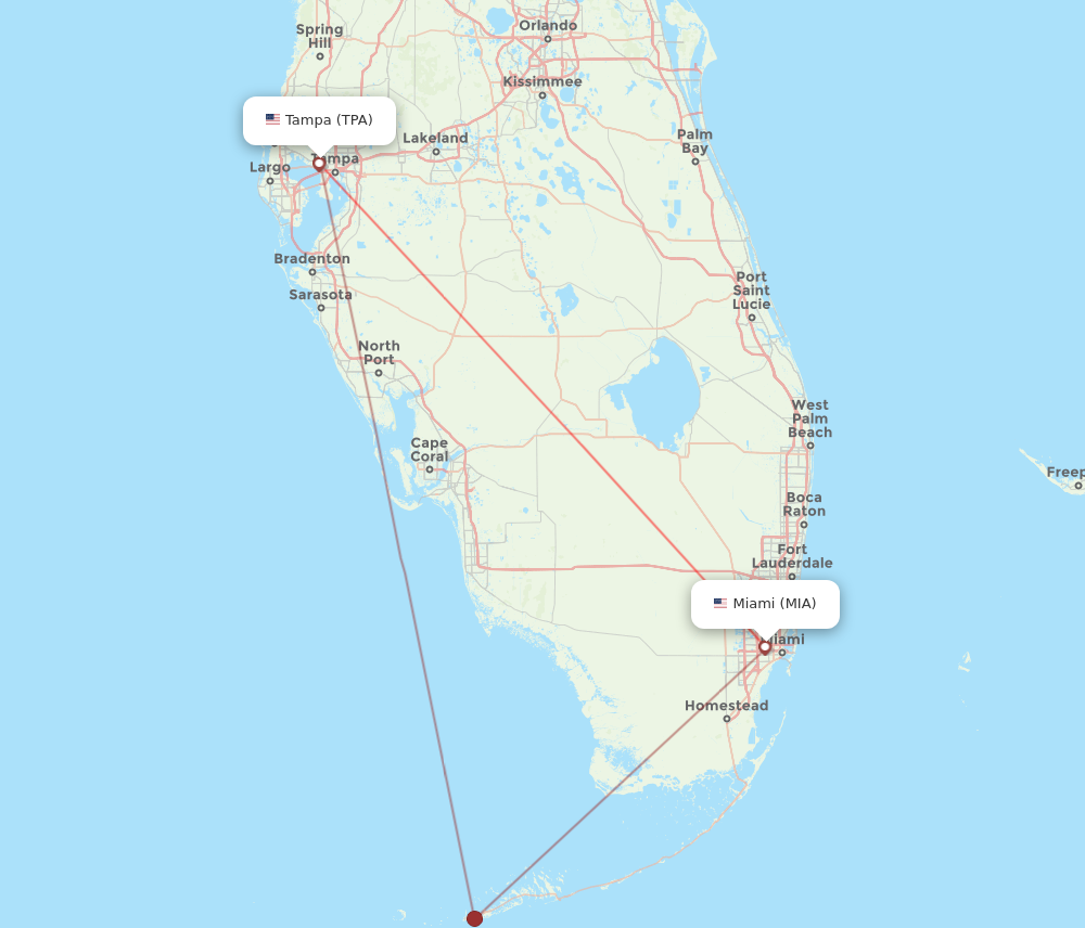 Flights from Miami to Tampa MIA to TPA Flight Routes