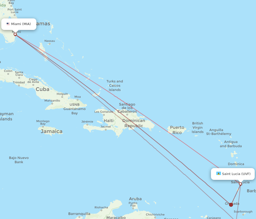 Flights from Miami to Saint Lucia MIA to UVF Flight Routes