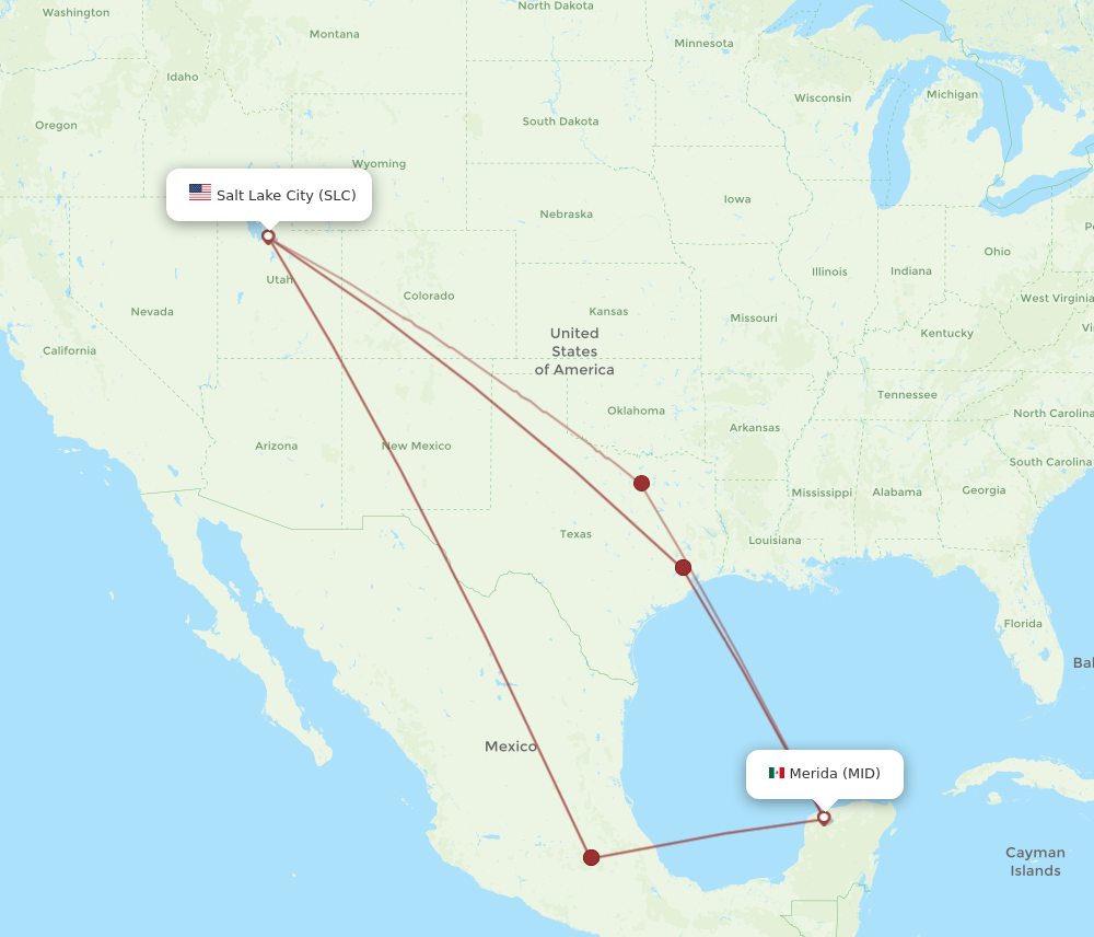 Flights from Merida to Salt Lake City, MID to SLC - Flight Routes