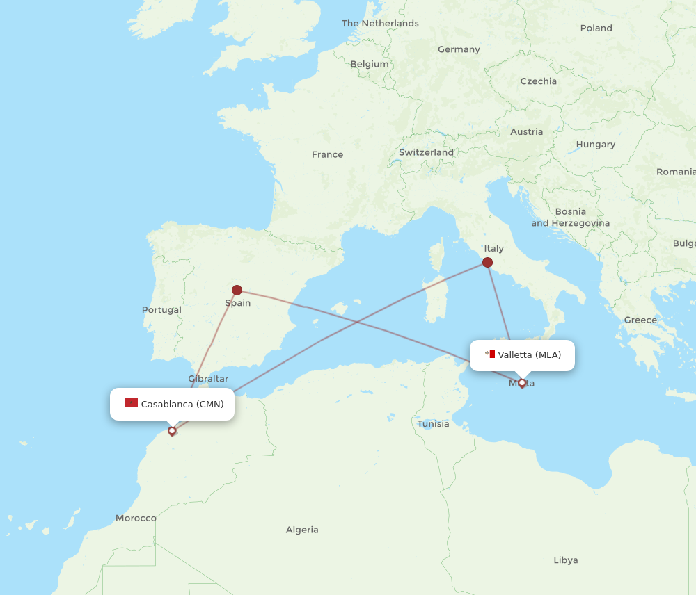 All Flight Routes From Malta To Casablanca Mla To Cmn Flight Routes 3561