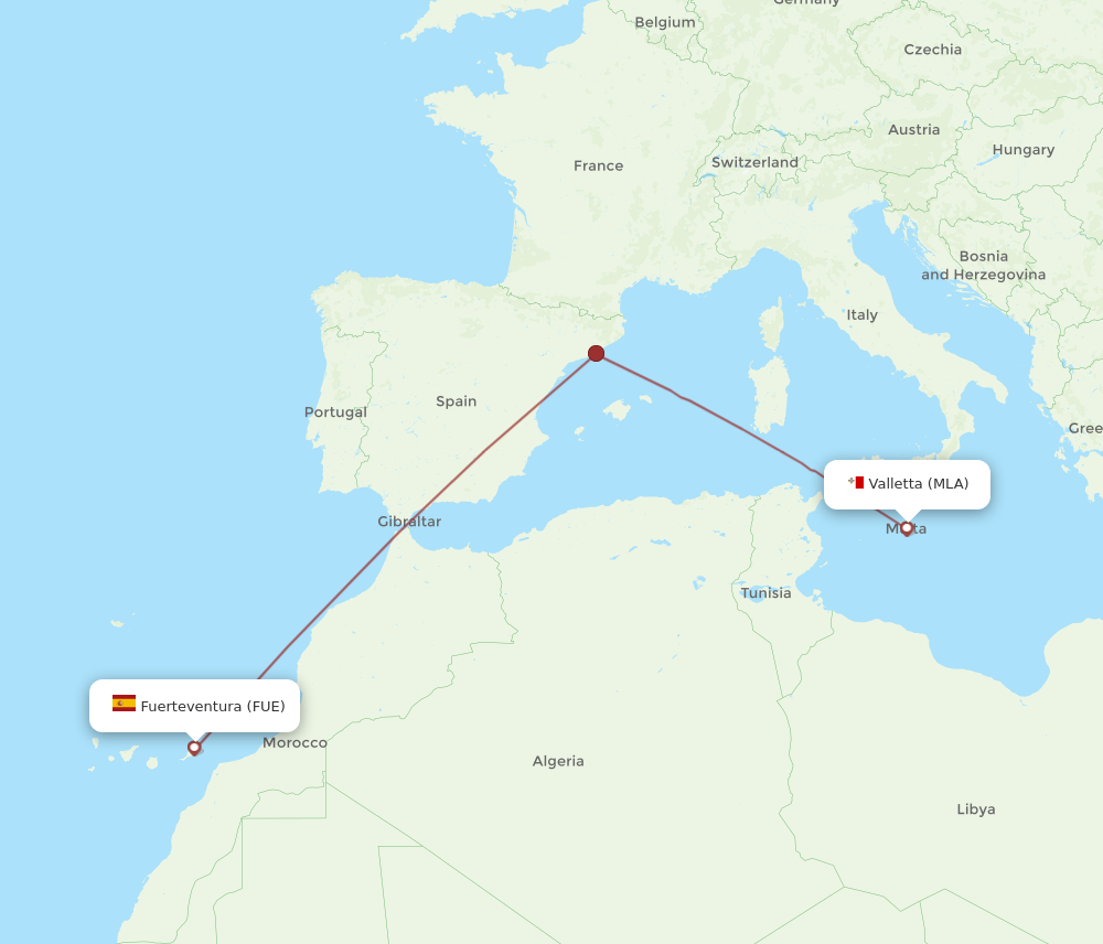 Flights from Malta to Puerto del Rosario MLA to FUE Flight Routes