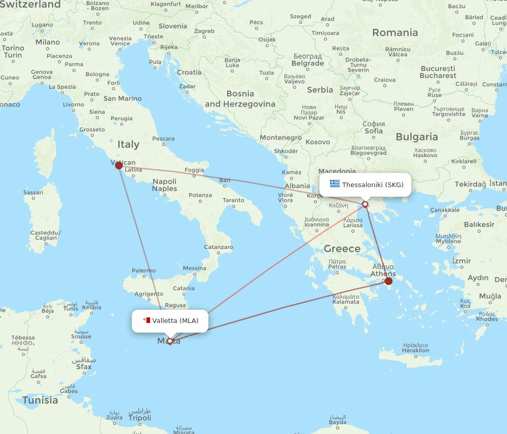 Flights from Malta to Thessaloniki MLA to SKG Flight Routes