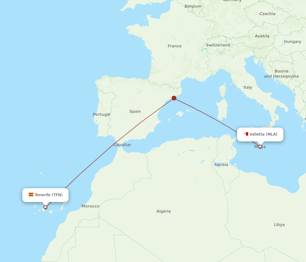 Flights from Malta to Tenerife MLA to TFN Flight Routes