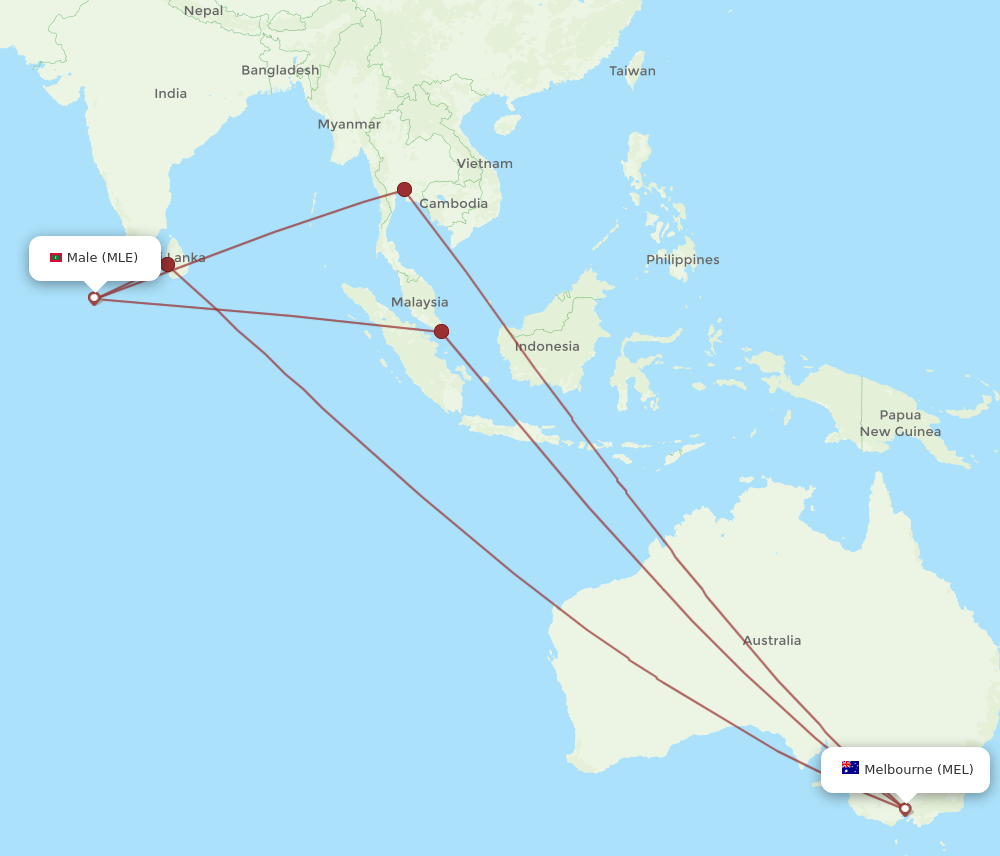 Flights from Male to Melbourne MLE to MEL Flight Routes