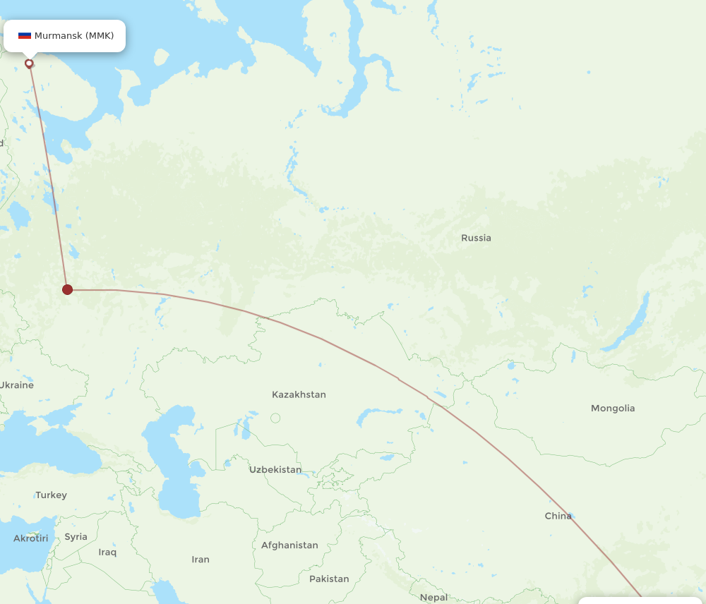 All flight routes from Guangzhou to Murmansk, CAN to MMK - Flight Routes