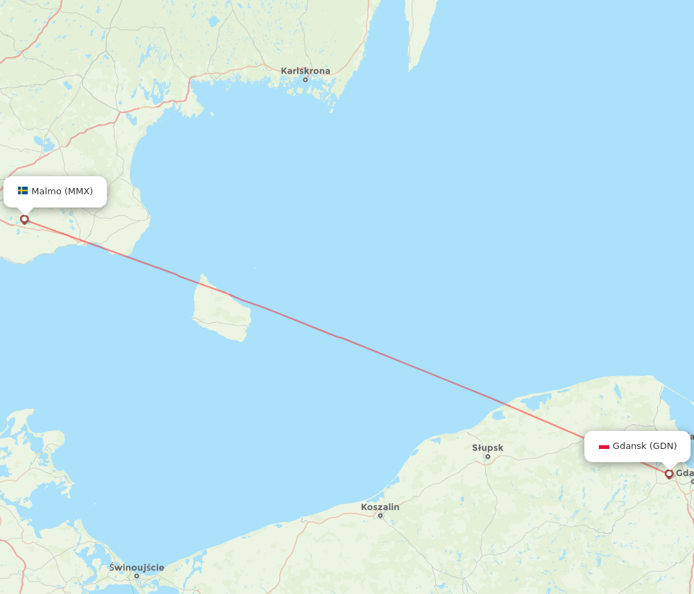 Flights From Malmo To Gdansk, MMX To GDN - Flight Routes
