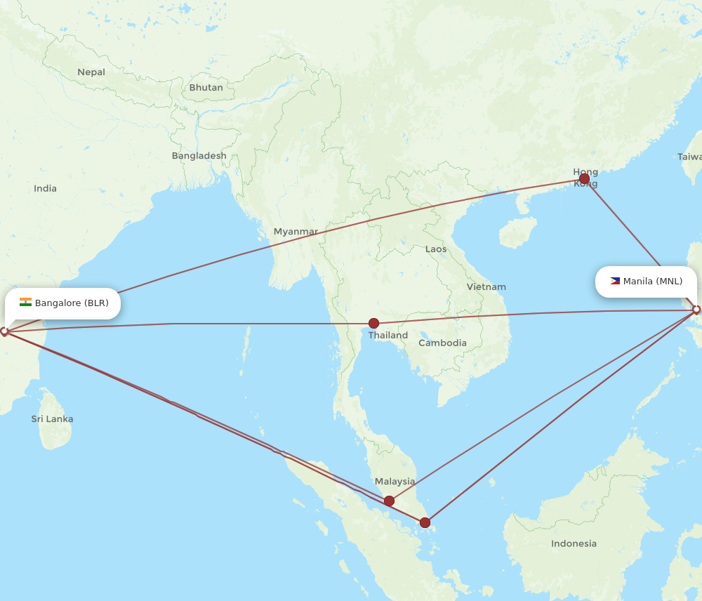 All Flight Routes From Manila To Bengaluru Mnl To Blr Flight Routes 0066